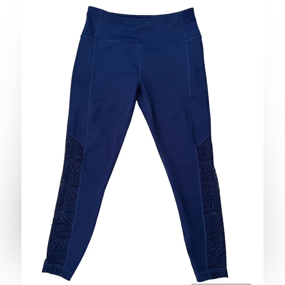 ZELOS Navy Blue Lace Up Leggings Size M